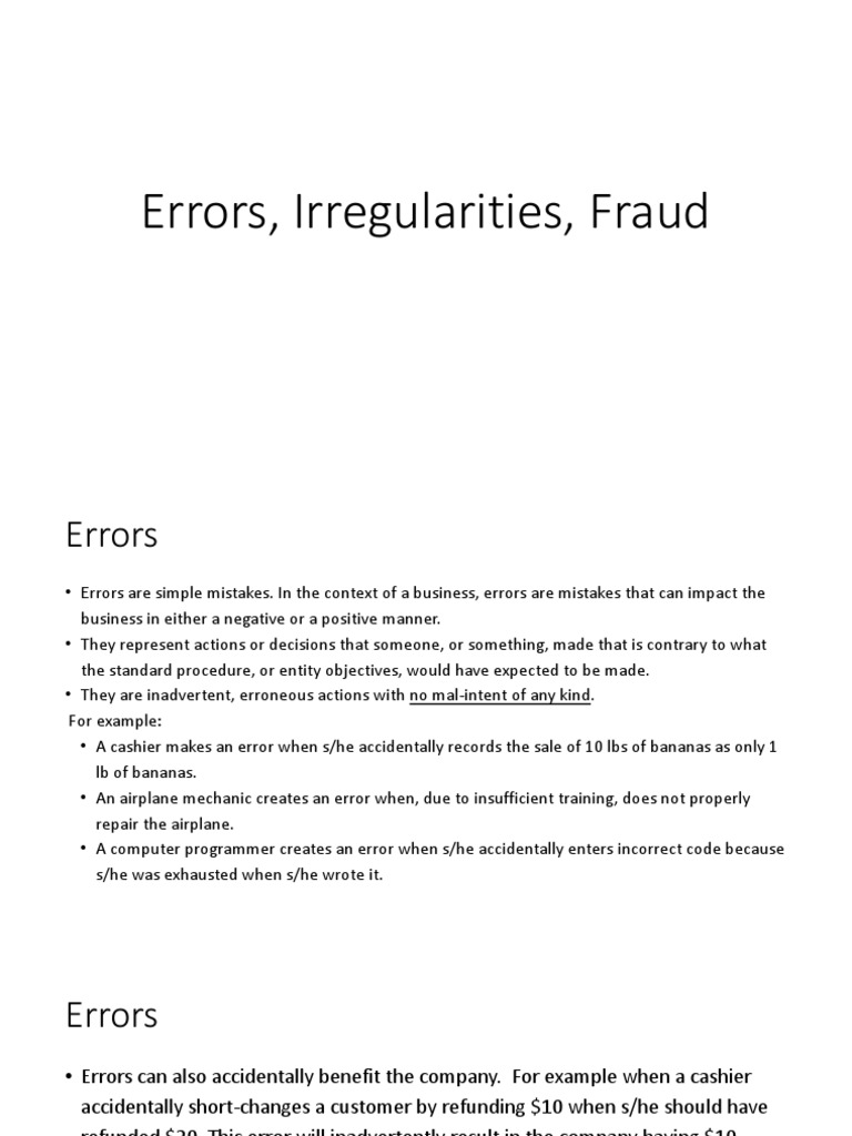 Distinguishing Errors from Fraud | PDF | Error | Fraud