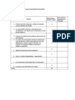 Criterios de Evaluación para La Monografía Desarrollada Nombre: I.D.: Fecha: Nivel Efectivo Logrado Por El Indicador