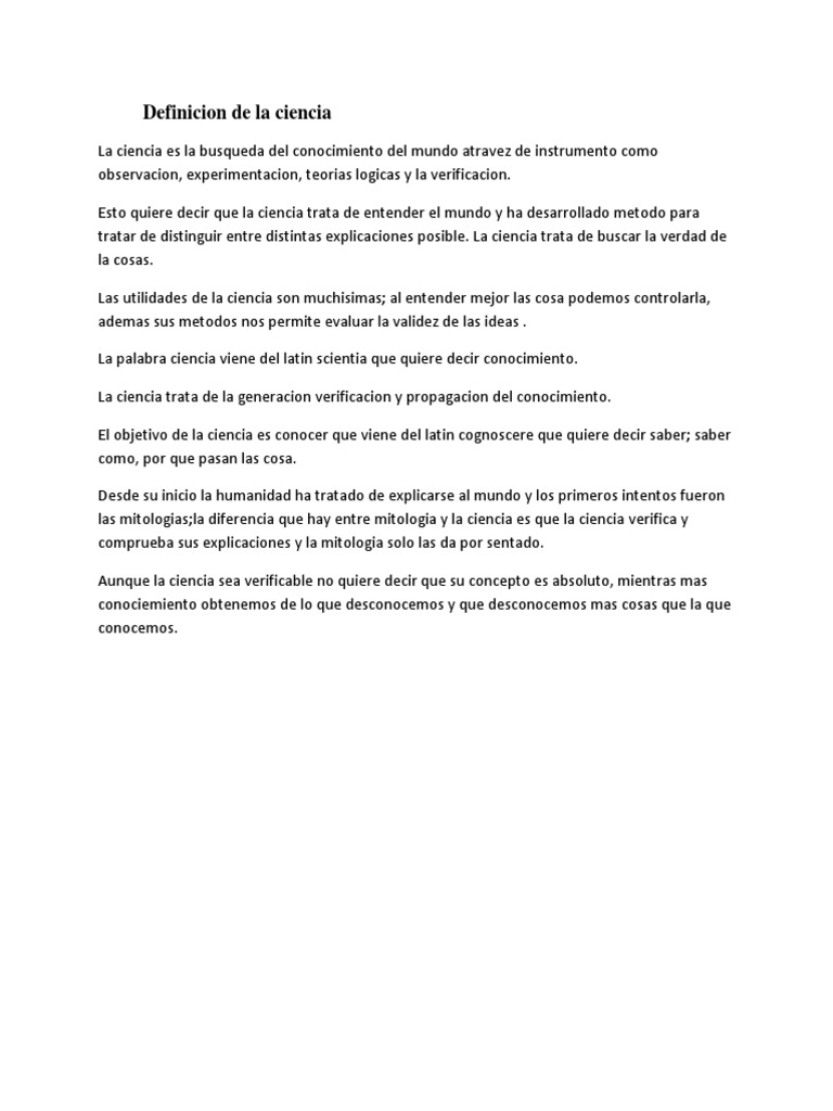 Definicion De La Ciencia