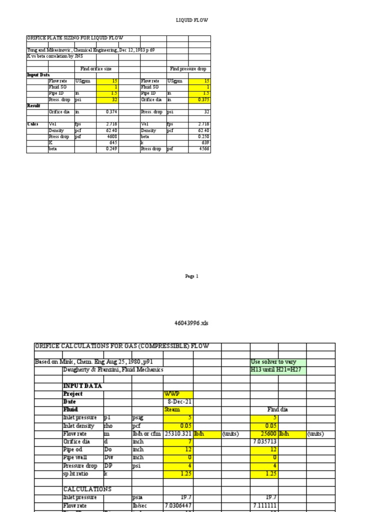 Orifice Plate Calculation
