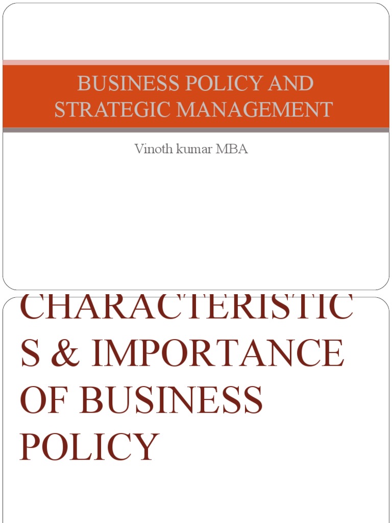 Business Policy and Strategic Management | PDF