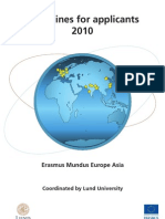 Guidelines For Applicants 2010: Erasmus Mundus Europe Asia