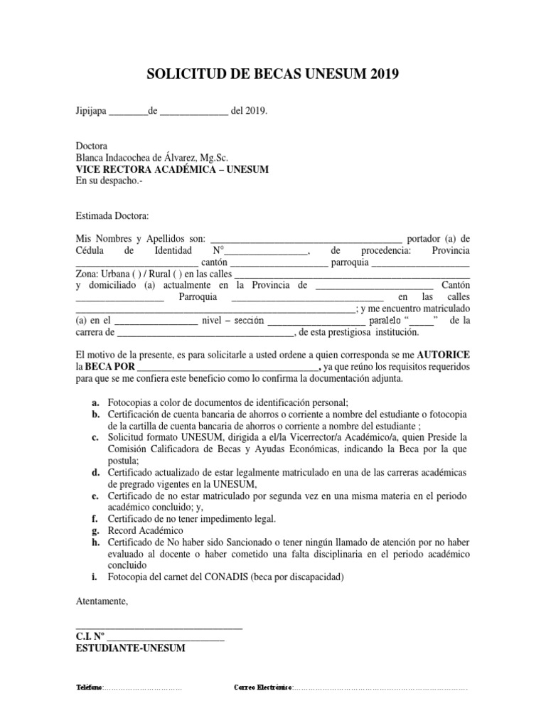 Formato Solicitud de Beca | PDF | Finanzas y dinero
