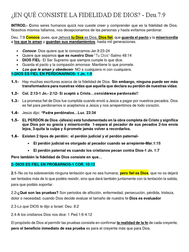 La Fidelidad de Dios en Nuestras Vidas | PDF | Fe | Perdón