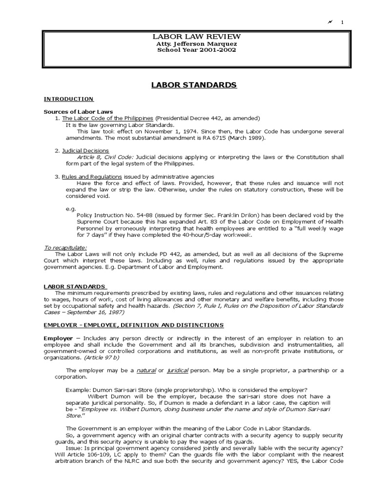 Overview of the Philippine Labor Code | PDF | Employment | Salary