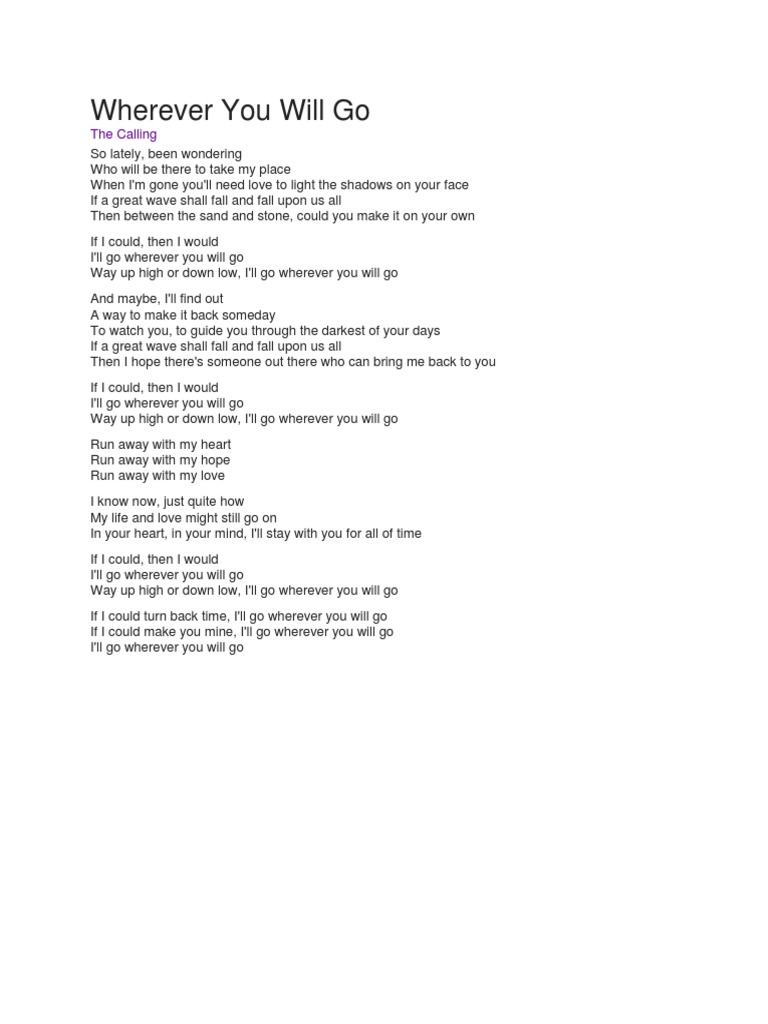 Wherever You Will Go PDF