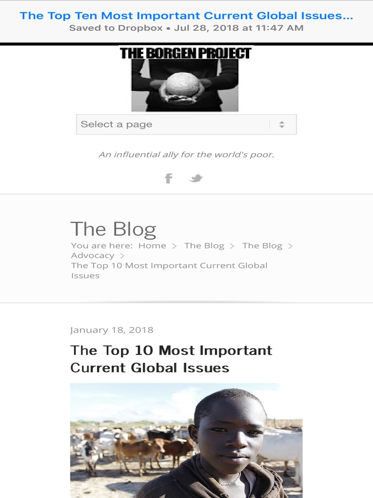 The Top Ten Most Important Current Global Issues PDF | PDF | Pollution ...