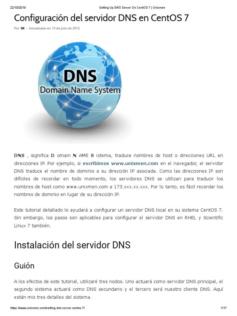 Setting Up DNS Server On CentOS 7 - Unixmen PDF | PDF | sistema de ...