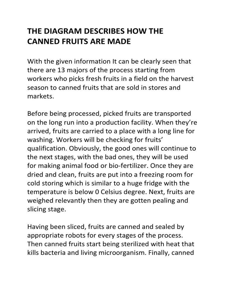 The Diagram Describes How The Canned Fruits Are Made PDF