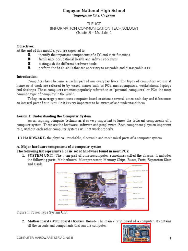 Grade 8 TLE-ICT Module 1 Overview | PDF | Electrical Connector ...