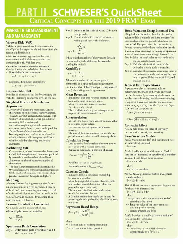 FRM 2019 Part II Quicksheet PDF PDF Bonds (Finance) Option