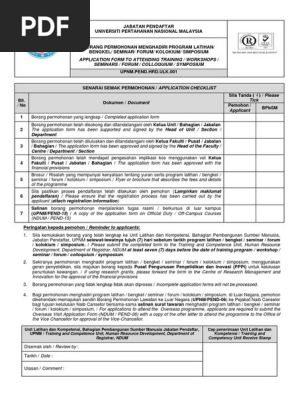 Upnm Pend Hrd Ulk 001 Permohonan Menghadiri Program Latihan Khalil Pdf