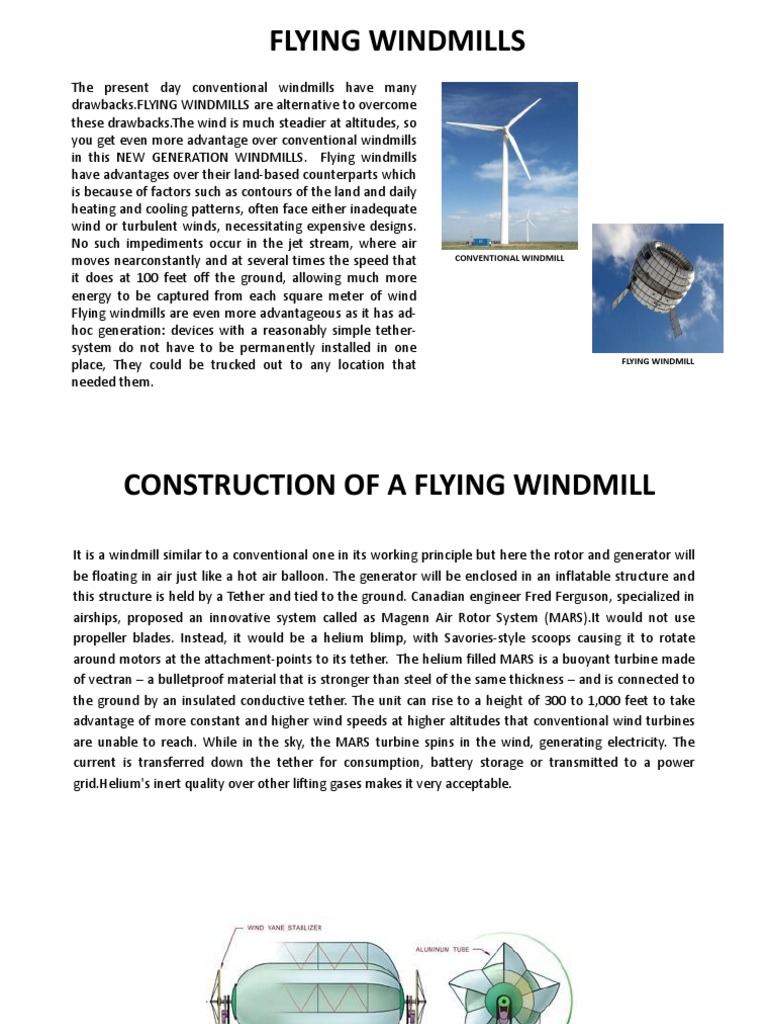 Advantages of Flying Windmills | PDF | Wind Turbine | Wound