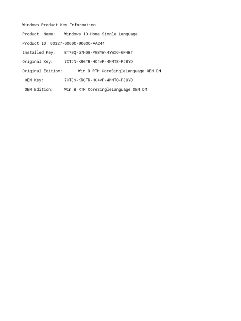 Windows 10 Home Product Key Details | PDF