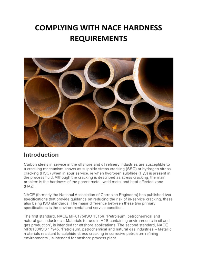 Complying With Nace Hardness Requirements PDF Welding Construction