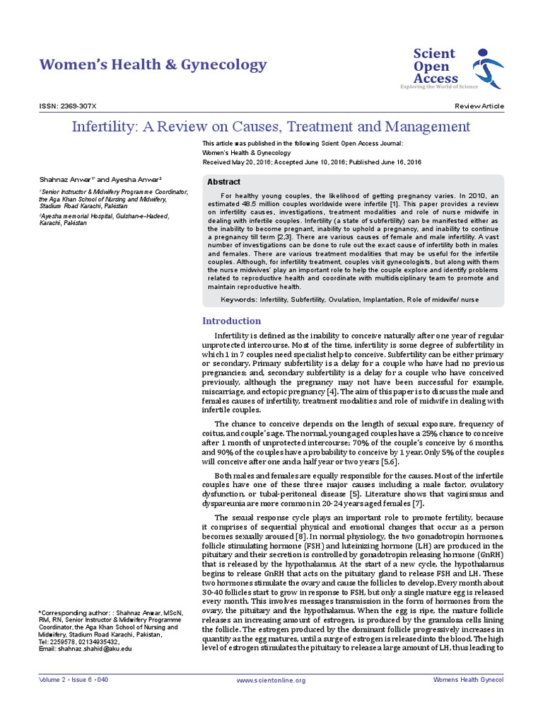 Infertility A Review On Causes Treatment and Management PDF | PDF ...