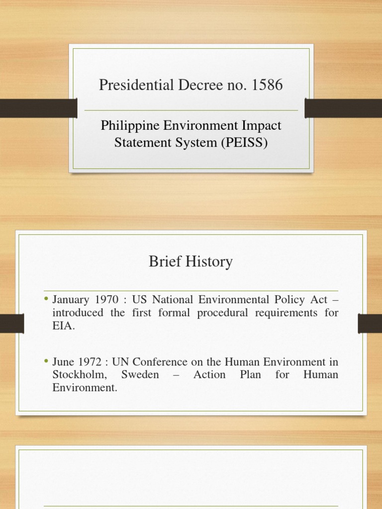 Presidential Decree No 1586 Philippine Environment Impact Statement