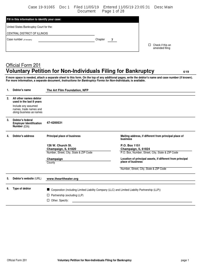 Bankruptcy Filing | PDF | Chapter 11 | Bankruptcy