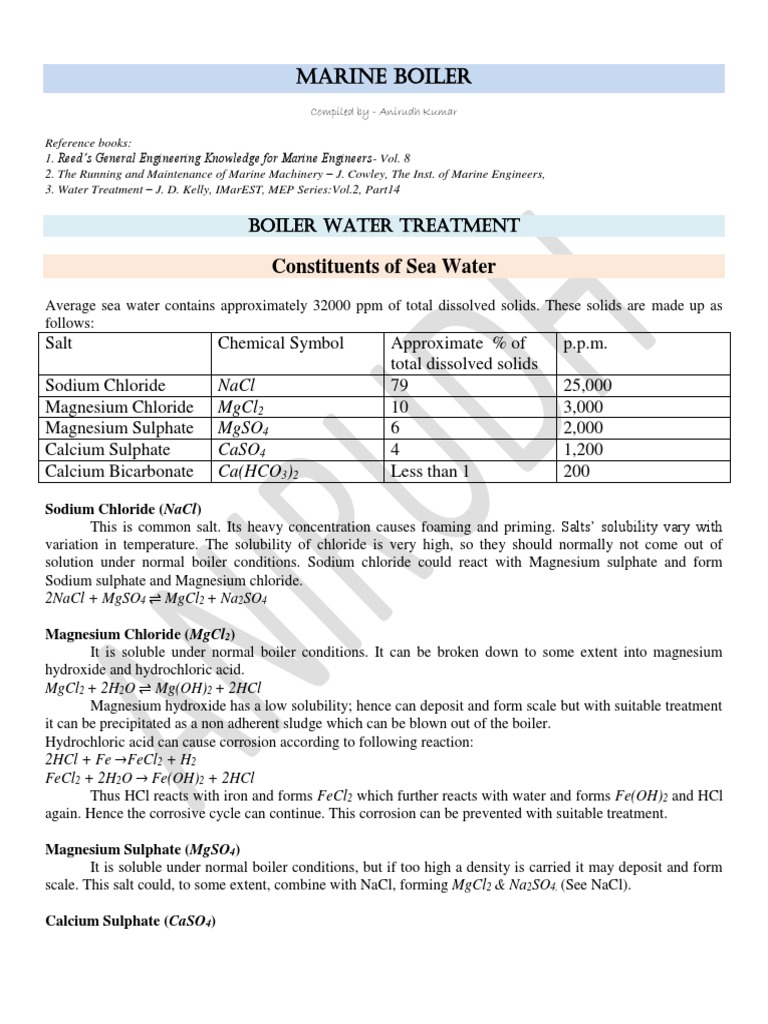 Marine Boiler Water Treatment Guide | PDF | Corrosion | Sodium Hydroxide