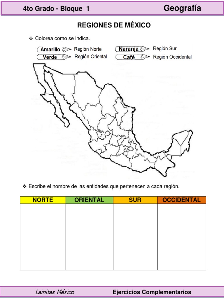 4to Grado - Geografía - Regiones de México PDF | PDF | Política
