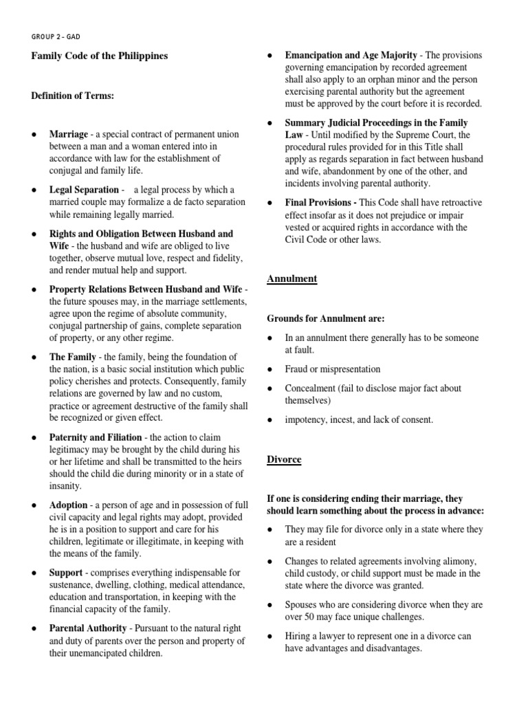 Overview of the Philippine Family Code | PDF | Marriage | Domestic Violence