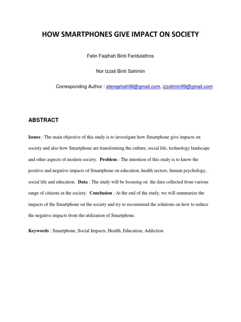 How Smartphones Give Impact On Society | PDF | Smartphone | Mobile Phones