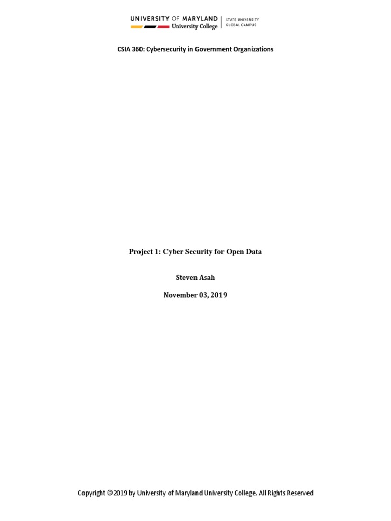 CSIA 360 Project 1 Cybersecurity For OPEN Data | PDF | Computer ...