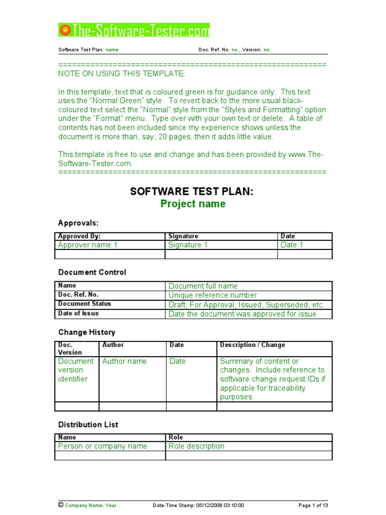 software testing plan