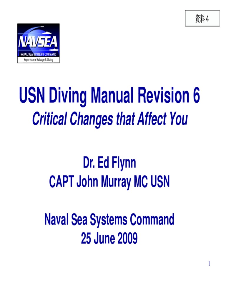 USN Diving Manual Revision 6 Overview | PDF | Water Sports | Underwater ...