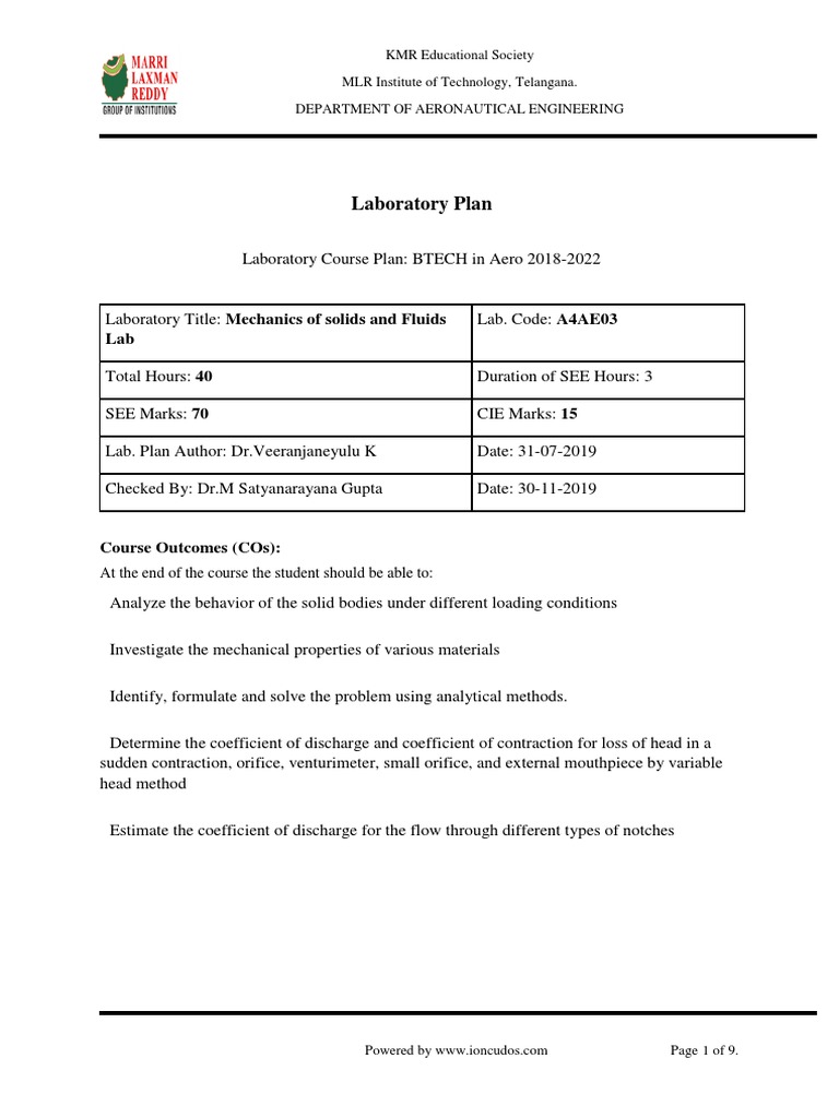 3 - Semester - A4AE03 - Lab - Plan | PDF | Beam (Structure) | Classical ...
