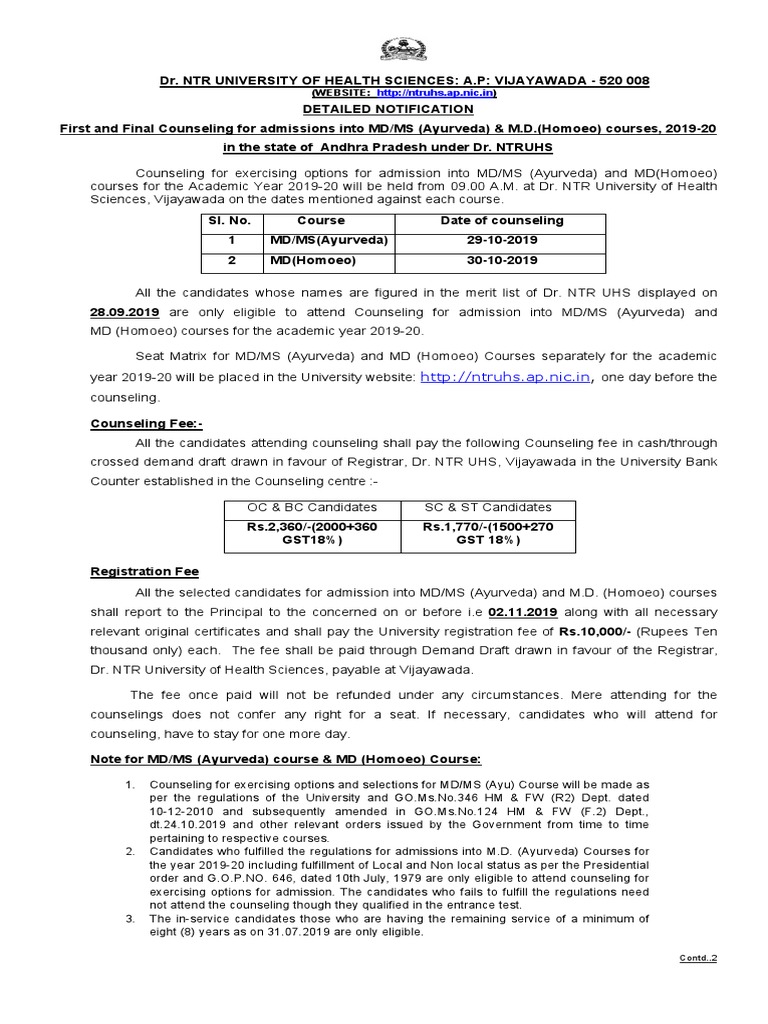 MD Homeopathy DR Ntruhs Counseling PDF Educational Stages
