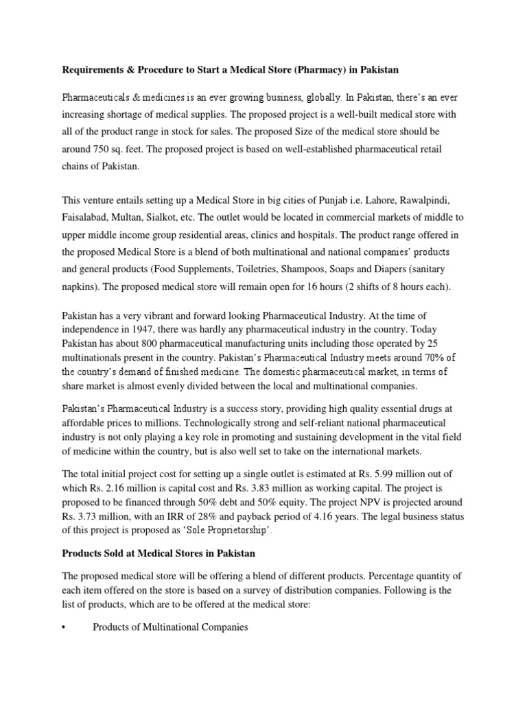 Pharmacy How To Establishment In Pakistan Pdf Medical Prescription