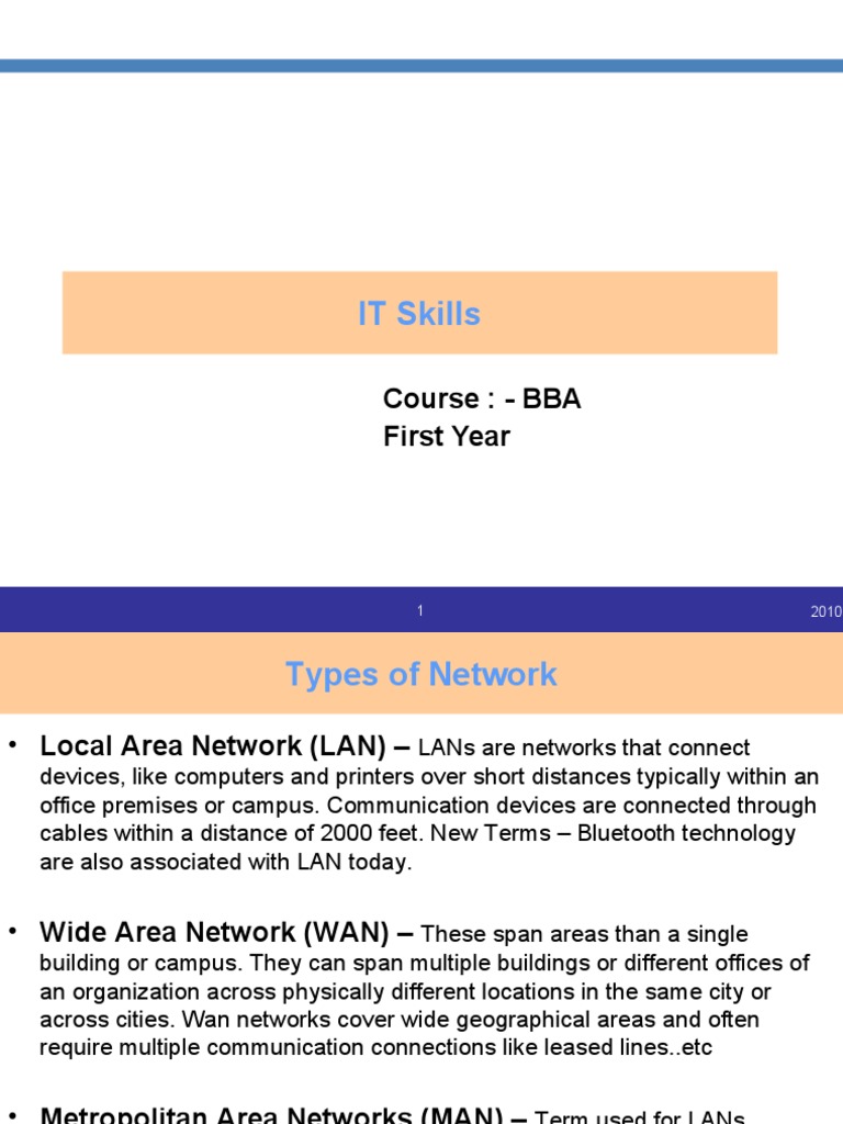 IT Skills: Course: - BBA First Year | PDF | Computer Network | Local ...