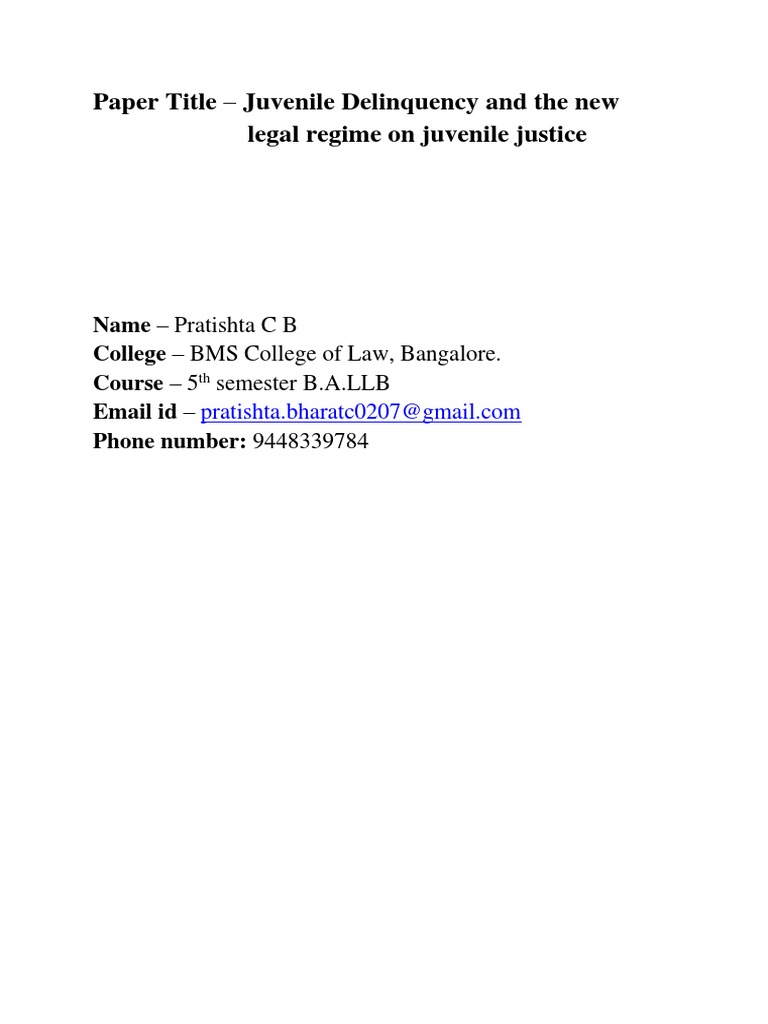 Juvenile Delinquency & Legal Reforms | PDF