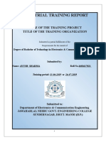 Industrial Training Report: Title of The Training Project Title of The Training Organization