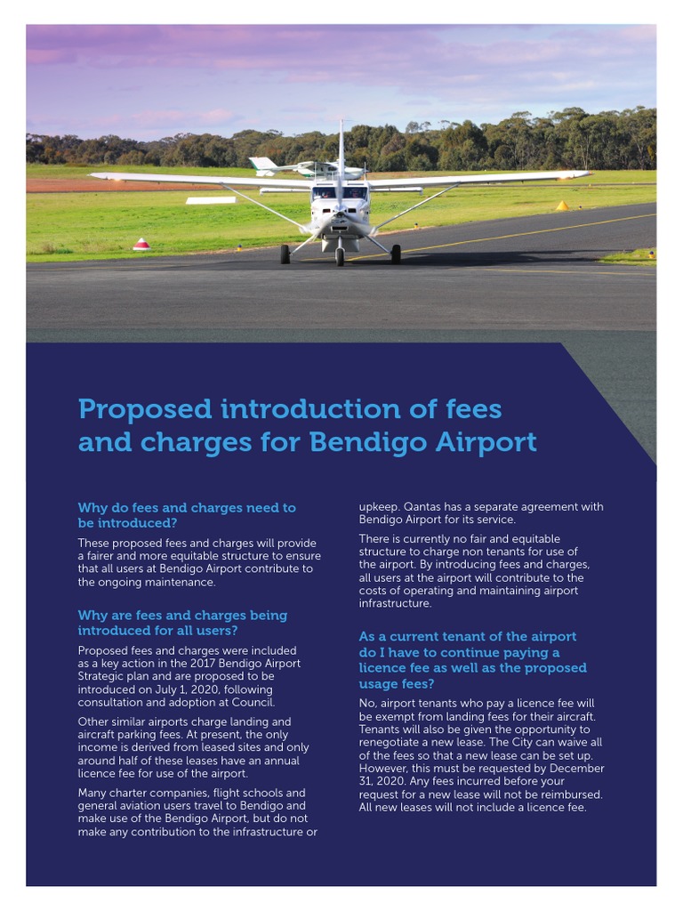 Bendigo Airport Fees and Charges PDF Airport Lease