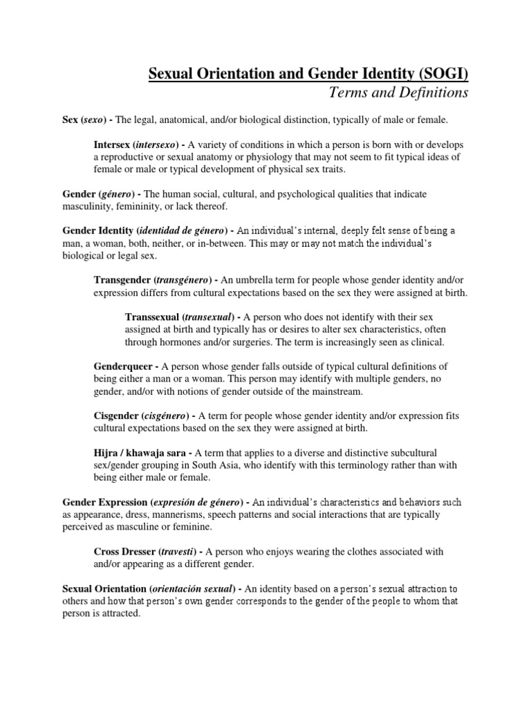 Understanding SOGI: Key Terms Explained | PDF | Gender Identity ...