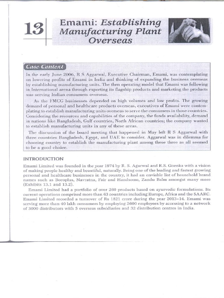 Emami Establishing Manufacturing Plant Overseas-Compressed | PDF