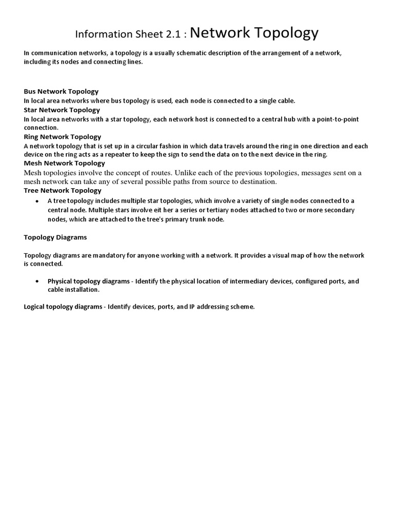 Overview of Network Topologies | PDF