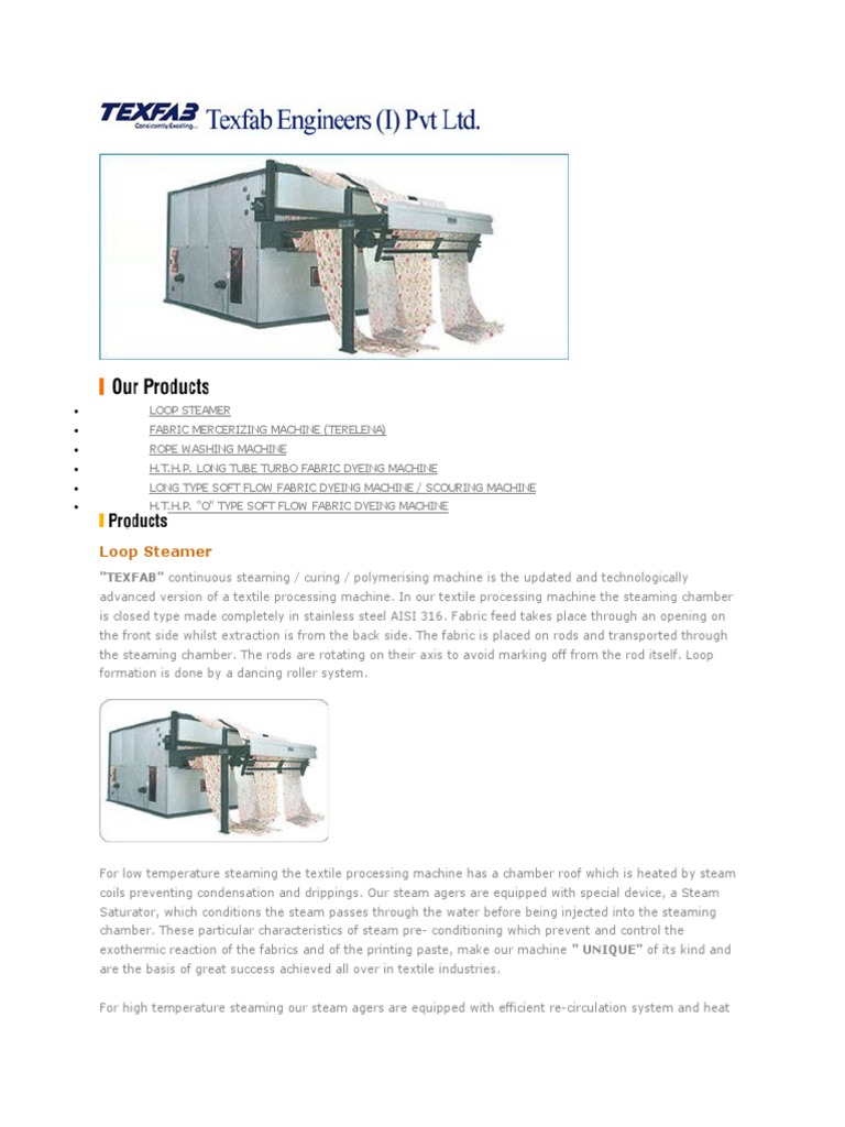 Texfab Engineers Product Overview | PDF | Textiles | Washing Machine
