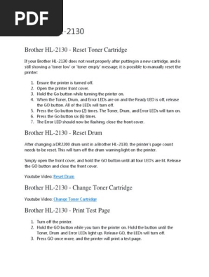 Brother Hl 2130 Printer Reset Setting Printer Computing Manufactured Goods