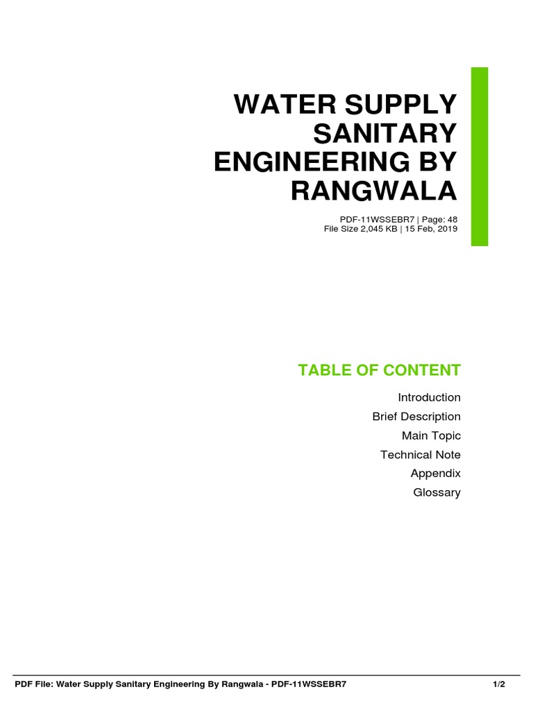 Water Supply Sanitary Engineering by Rangwala Tg74oufb PDF PDF
