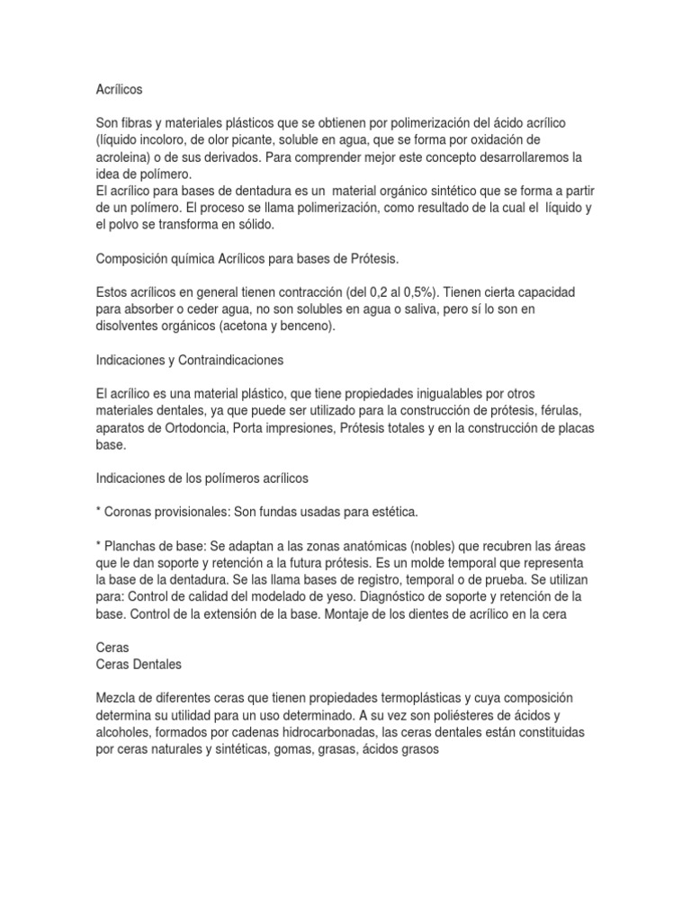 Acrílicos | PDF | Polimetacrilato de metilo) | Polímeros