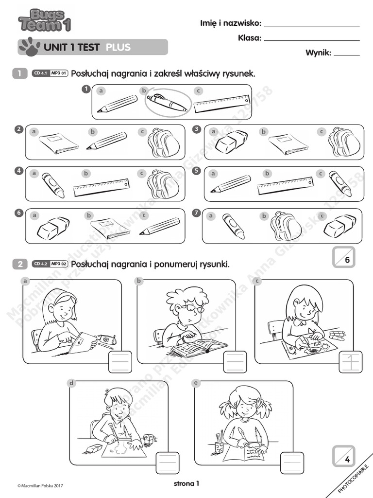 Bugs Team 2 Unit 1 Testy Pdf
