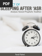 The Effect of Sleeping After 'Asr (Analysis Toward Prophetic Tradition)