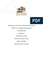 Department of Civil and Architectural Engineering CVEN 230 - Foundation Engineering 2 Dr. Hisham Eid Assignment 2 (Solider Beam Wall) Name: Eslam Esam Nassar QUID: 20140202 Submission Date: 05-2-2019
