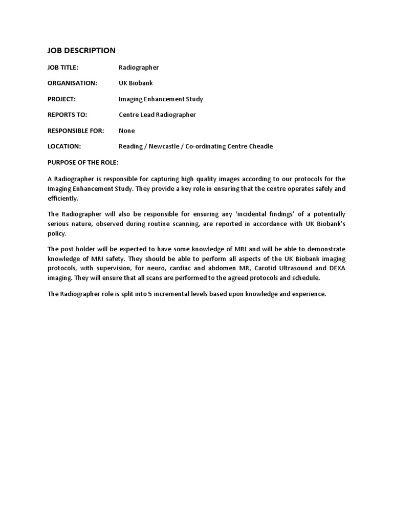 Ensuring Quality Imaging Through Experience and Safety A Job