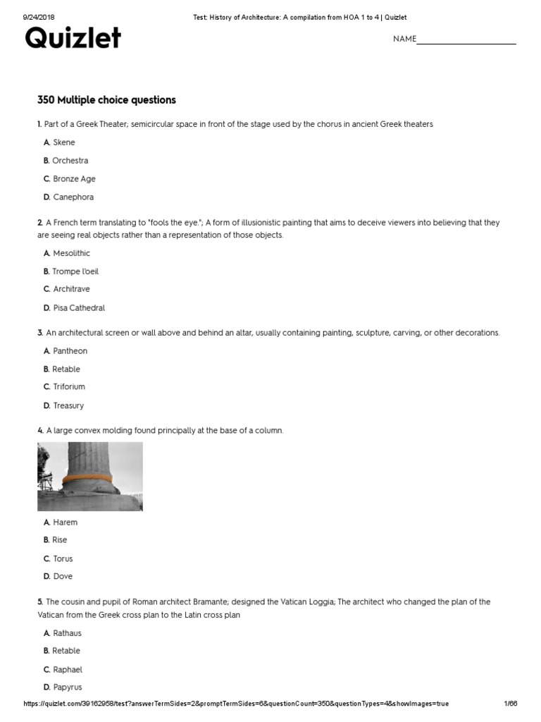 Test History of Architecture A Compilation From HOA 1 To 4 Quizlet PDF Column Vault