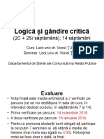 Logică Și Gândire Critică: (2C + 2S/ Săptămână) 14 Săptămâni (2C + 2S/ Săptămână) 14 Săptămâni