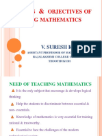 Aims Objectives of Teaching Mathematics: V. Suresh Kumar